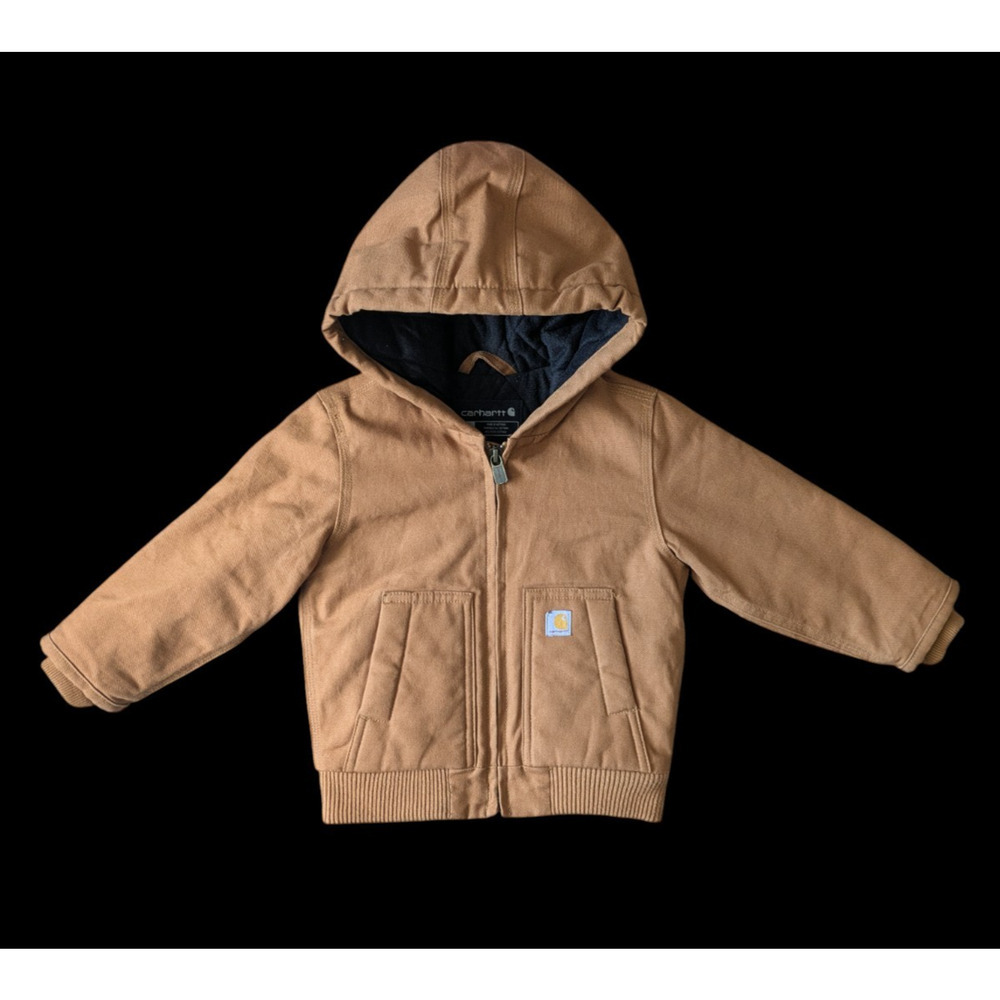 Carhartt Canvas Insulated Hooded Active Jacket Size 18M Quilted Hooded Zipper
